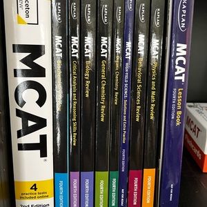 Kaplan MCAT review books (4th edition) + Princeton MCAT review book